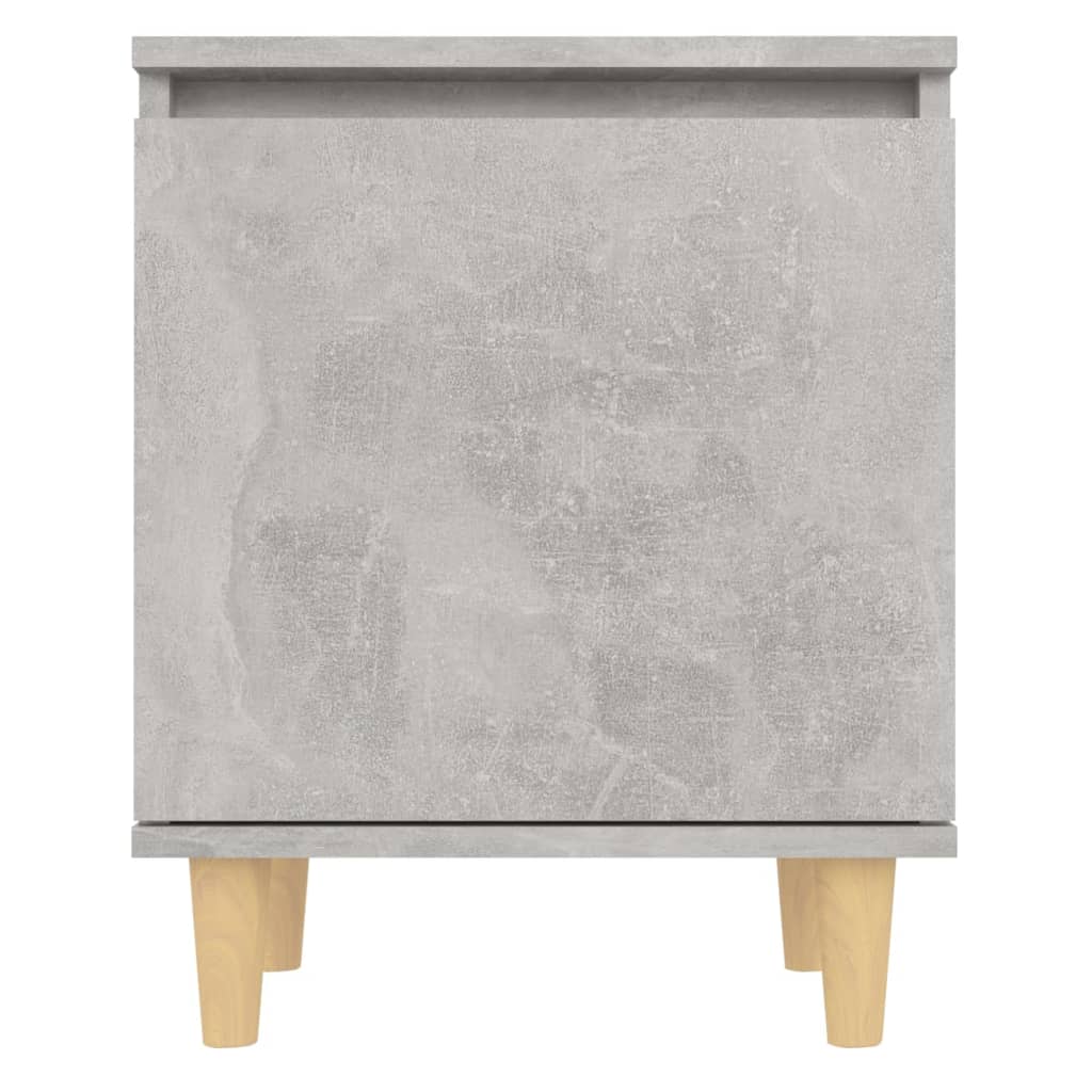 vidaXL Noptiere cu picioare lemn masiv, 2 buc., gri beton, 40x30x50 cm
