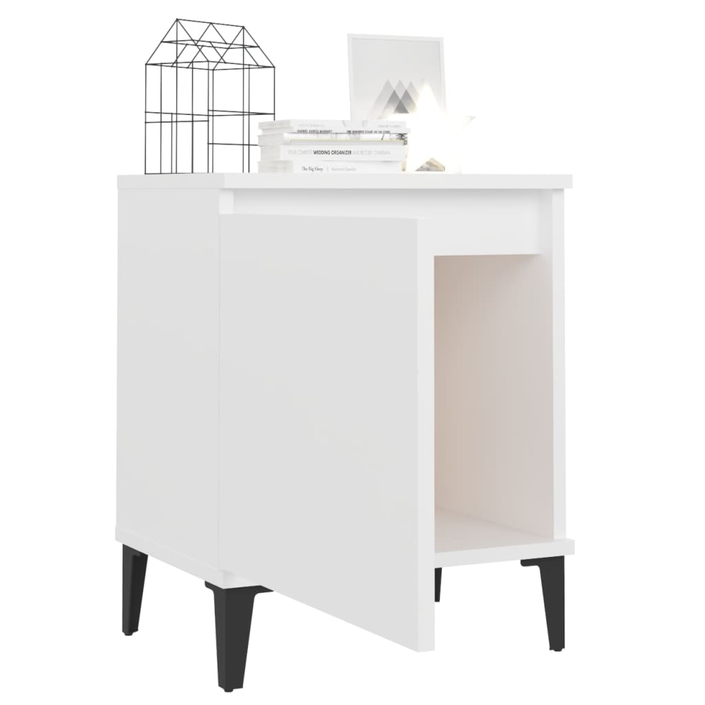 vidaXL Noptiere cu picioare metalice, alb, 40x30x50 cm