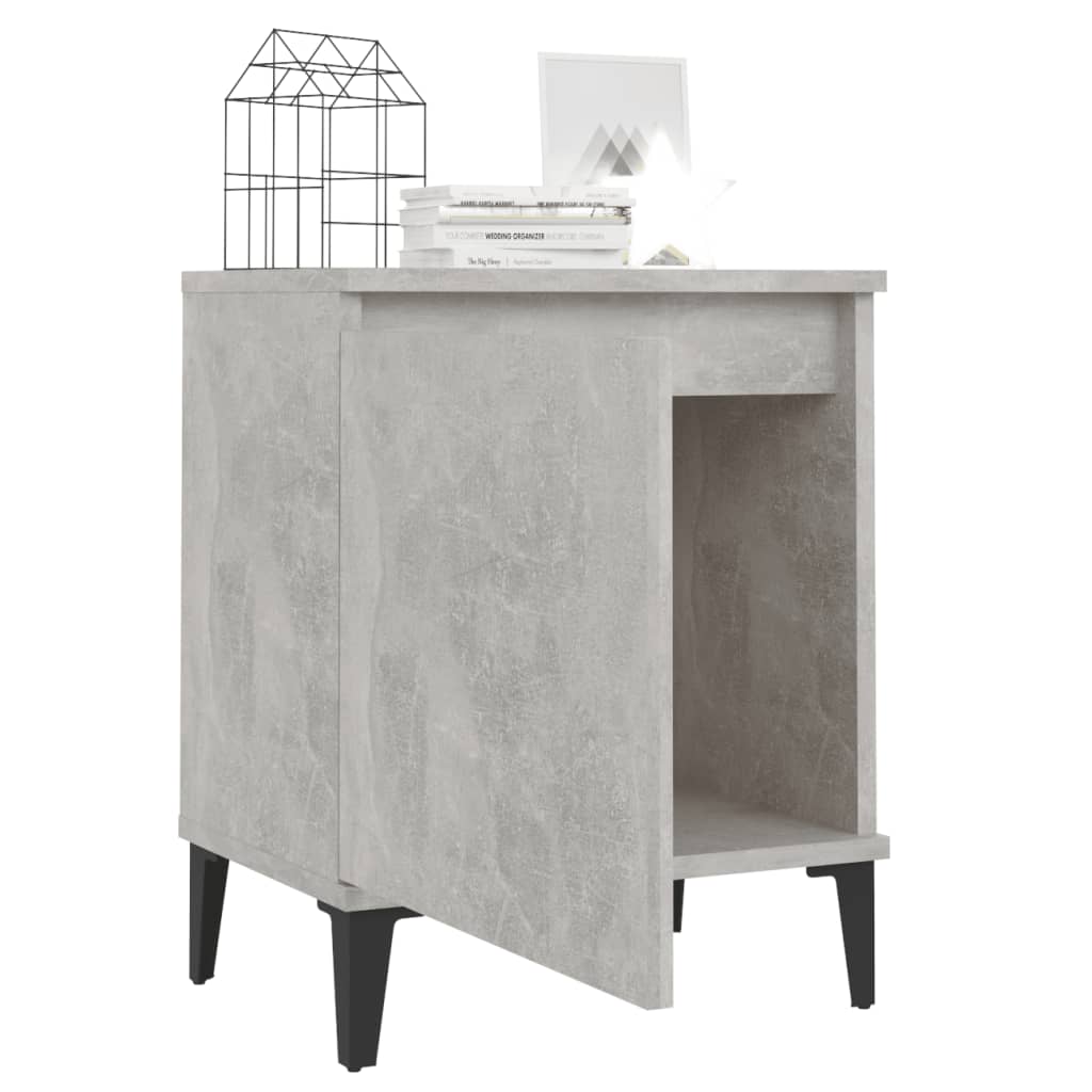 vidaXL Noptieră cu picioare metalice, gri beton, 40x30x50 cm