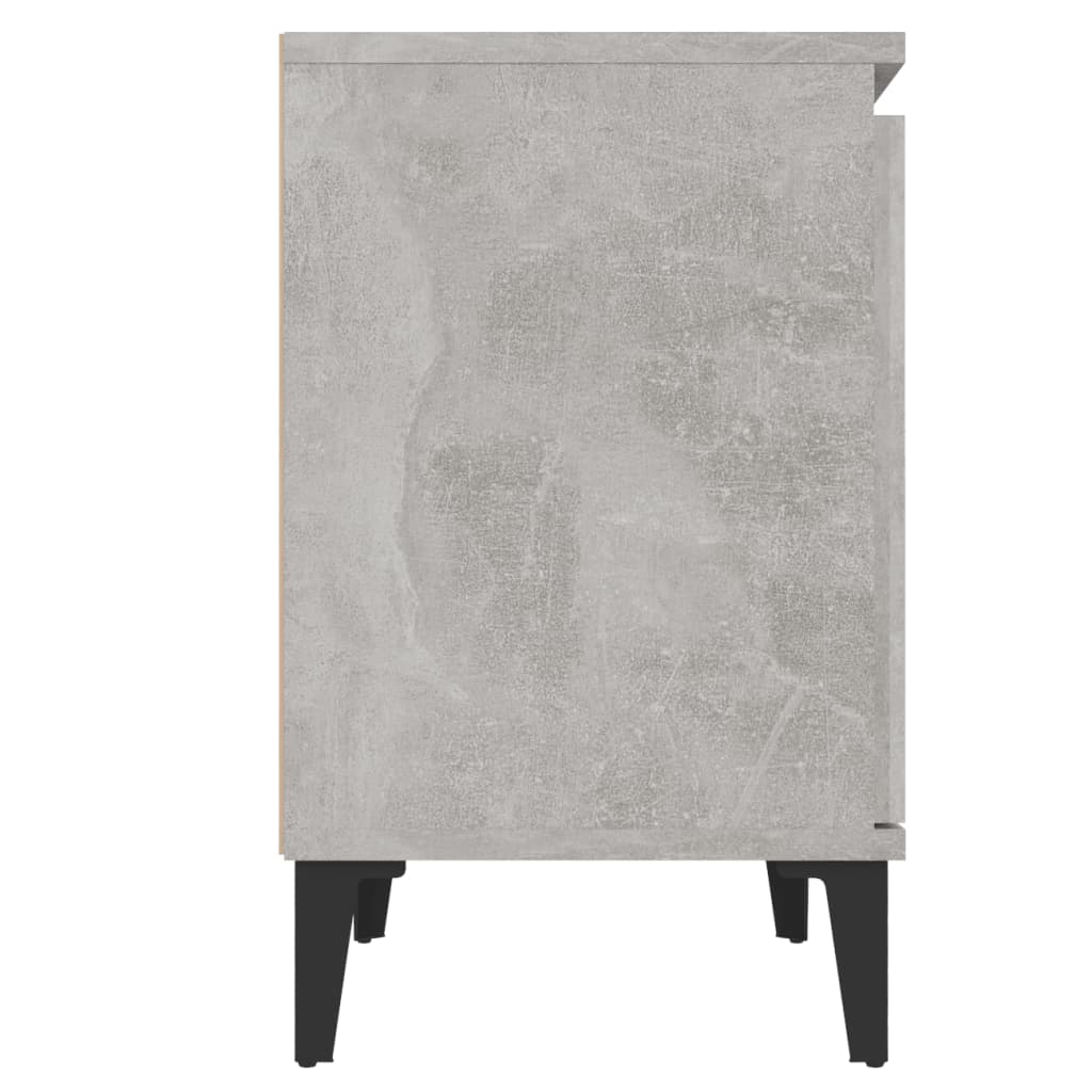 vidaXL Noptieră cu picioare metalice, gri beton, 40x30x50 cm