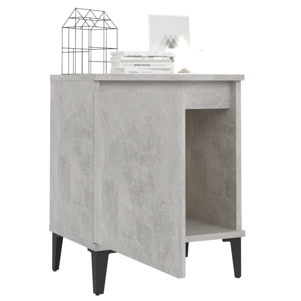 vidaXL Noptiere cu picioare metalice, gri beton, 40x30x50 cm