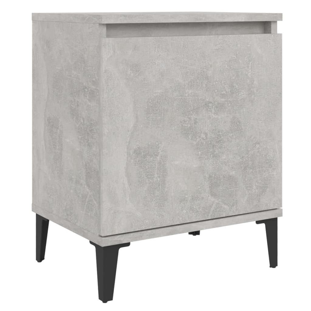 vidaXL Noptiere cu picioare metalice, gri beton, 40x30x50 cm