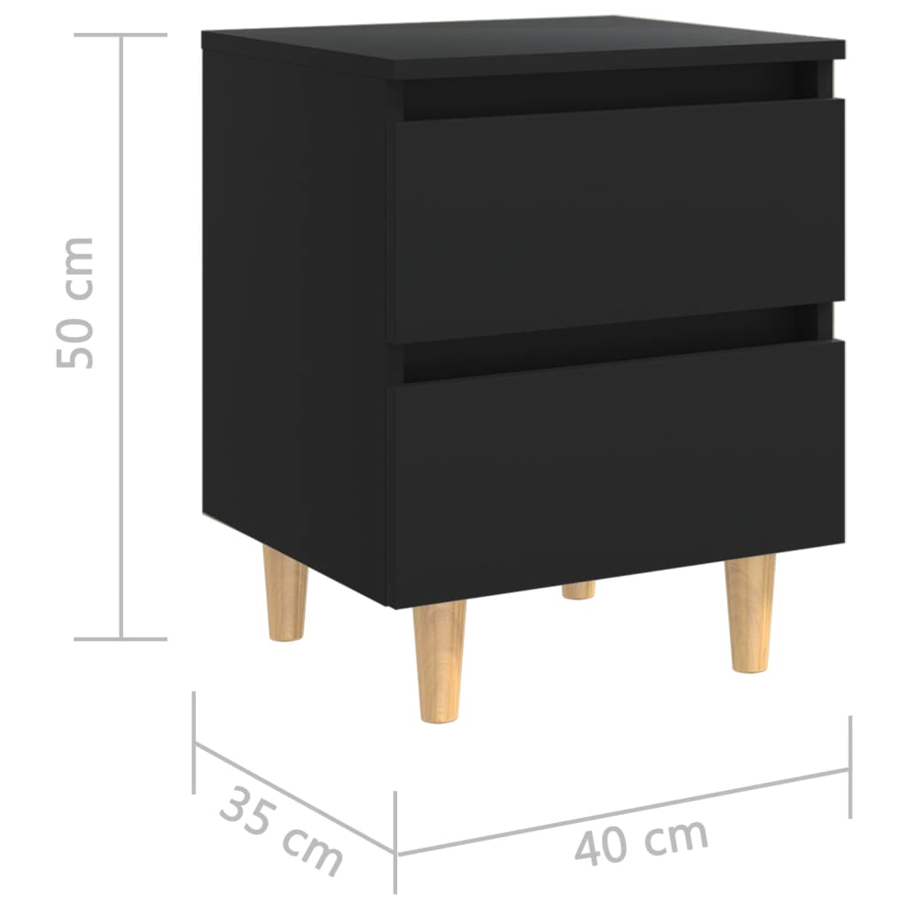 vidaXL Noptieră cu picioare lemn masiv pin, negru, 40x35x50 cm vidaXL Noptieră cu picioare lemn masiv pin, negru, 40x35x50 cm