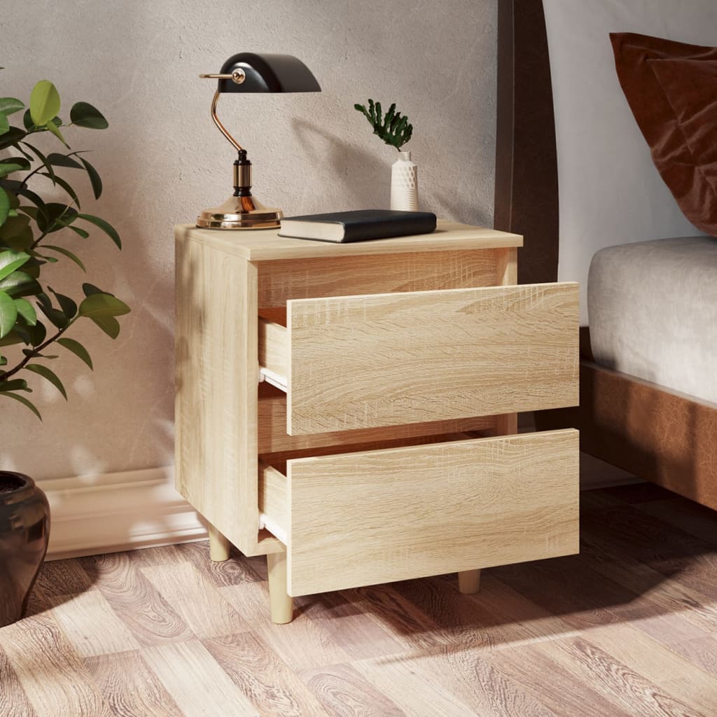 vidaXL Noptiere picioare lemn masiv pin 2 buc stejar sonoma 40x35x50cm vidaXL Noptiere picioare lemn masiv pin 2 buc stejar sonoma 40x35x50cm