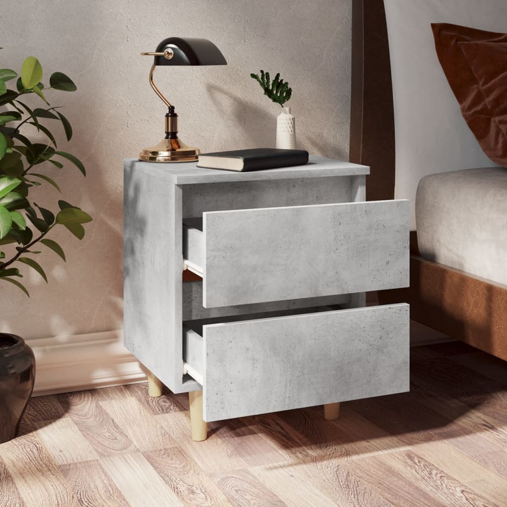 vidaXL Noptieră cu picioare din lemn masiv pin, gri beton, 40x35x50 cm vidaXL Noptieră cu picioare din lemn masiv pin, gri beton, 40x35x50 cm