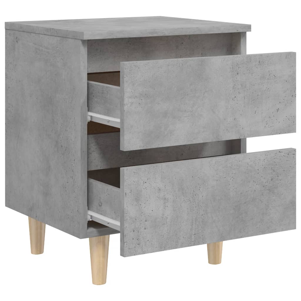 vidaXL Noptiere cu picioare lemn masiv pin 2 buc. gri beton 40x35x50cm