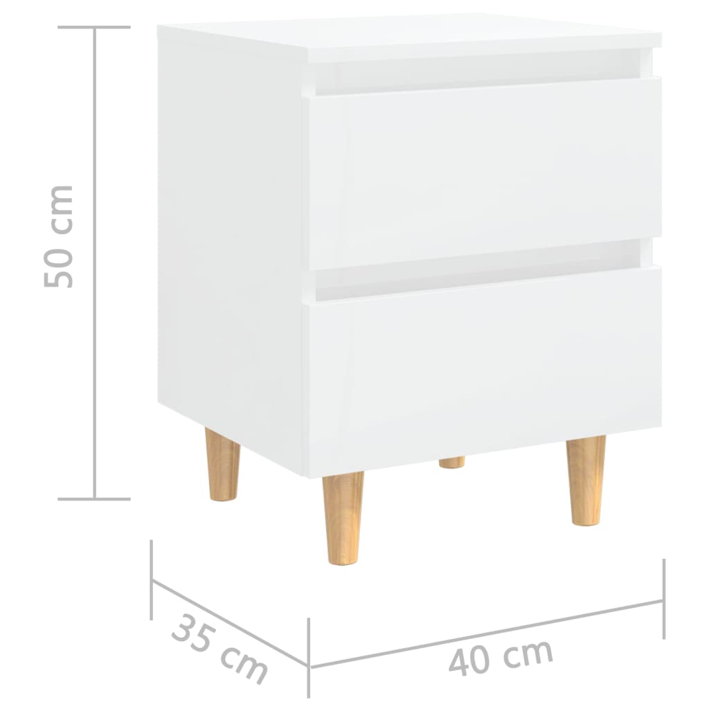 vidaXL Noptieră & picioare lemn masiv pin alb extralucios 40x35x50 cm vidaXL Noptieră & picioare lemn masiv pin alb extralucios 40x35x50 cm