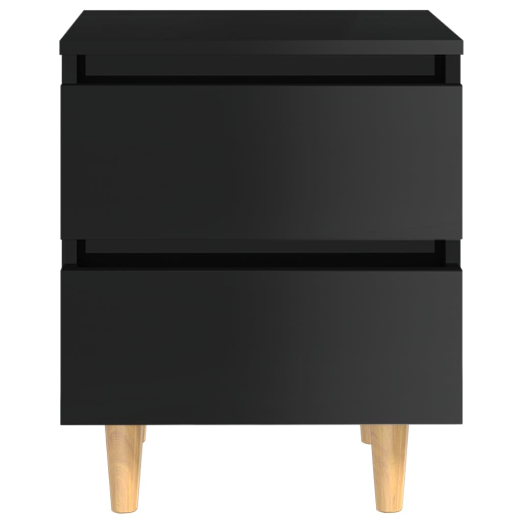 vidaXL Noptieră & picioare lemn masiv pin negru extralucios 40x35x50cm