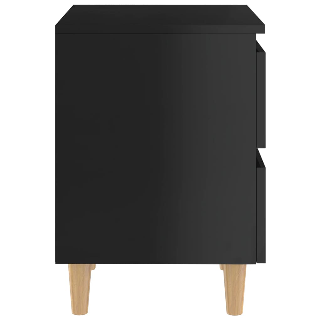 vidaXL Noptieră & picioare lemn masiv pin negru extralucios 40x35x50cm