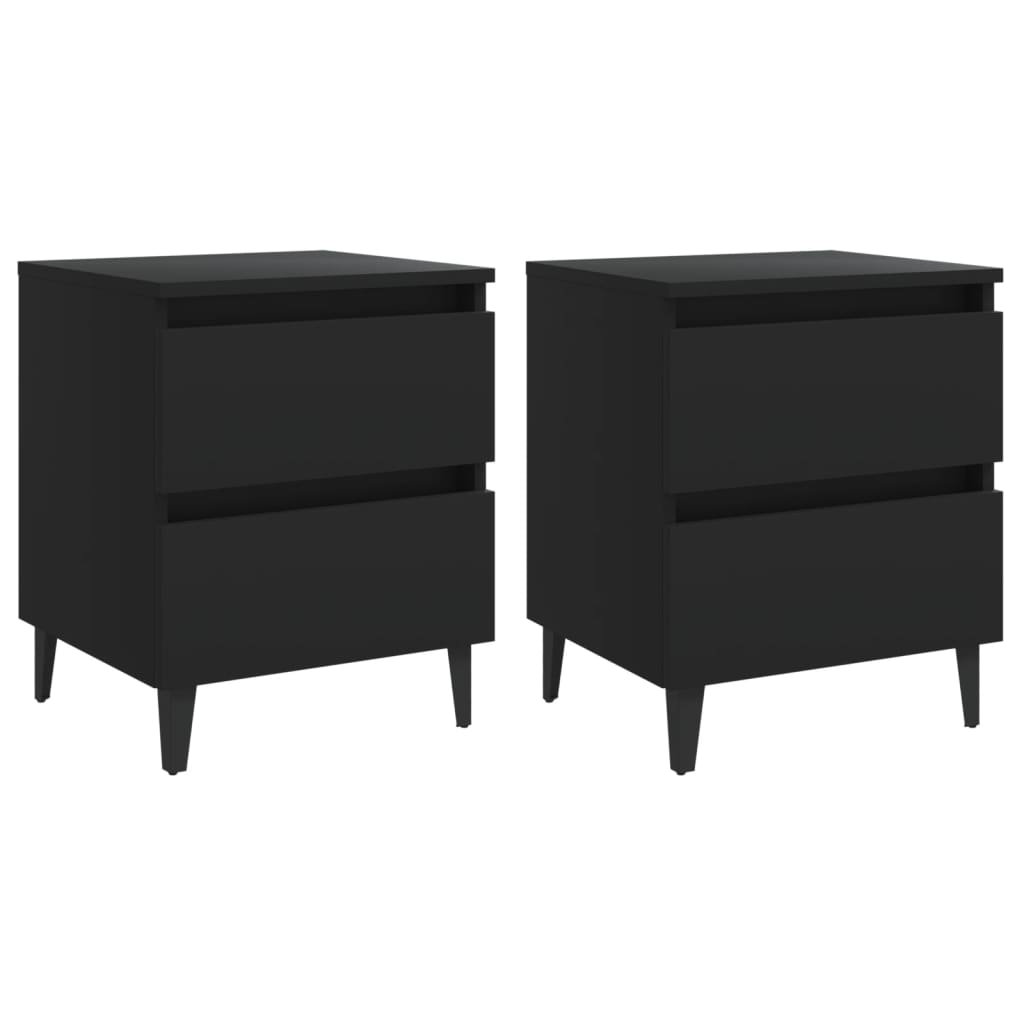 vidaXL Noptiere, 2 buc., negru, 40x35x50 cm, PAL vidaXL Noptiere, 2 buc., negru, 40x35x50 cm, PAL