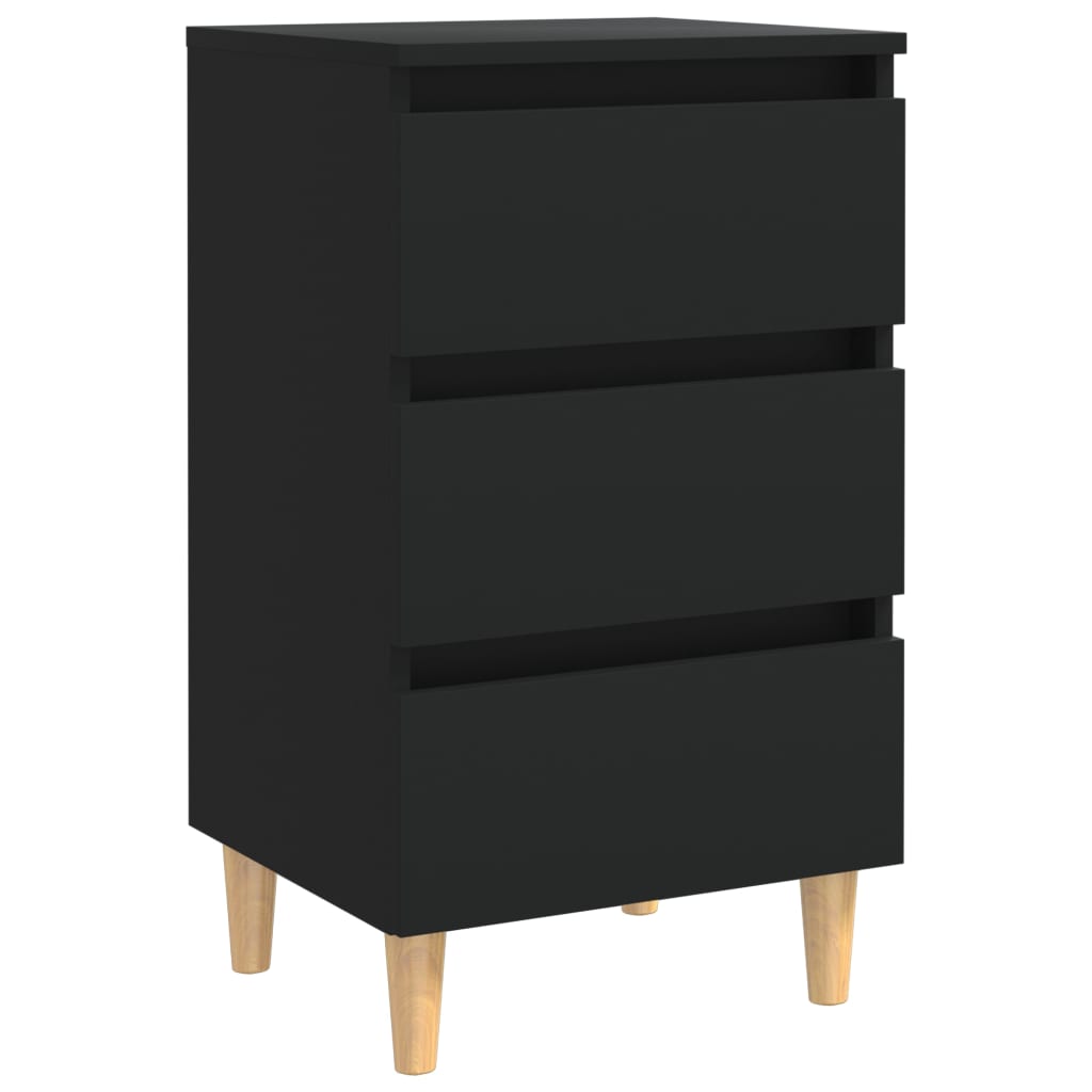 vidaXL Noptiere cu picioare lemn masiv, 2 buc., negru, 40x35x69 cm vidaXL Noptiere cu picioare lemn masiv, 2 buc., negru, 40x35x69 cm