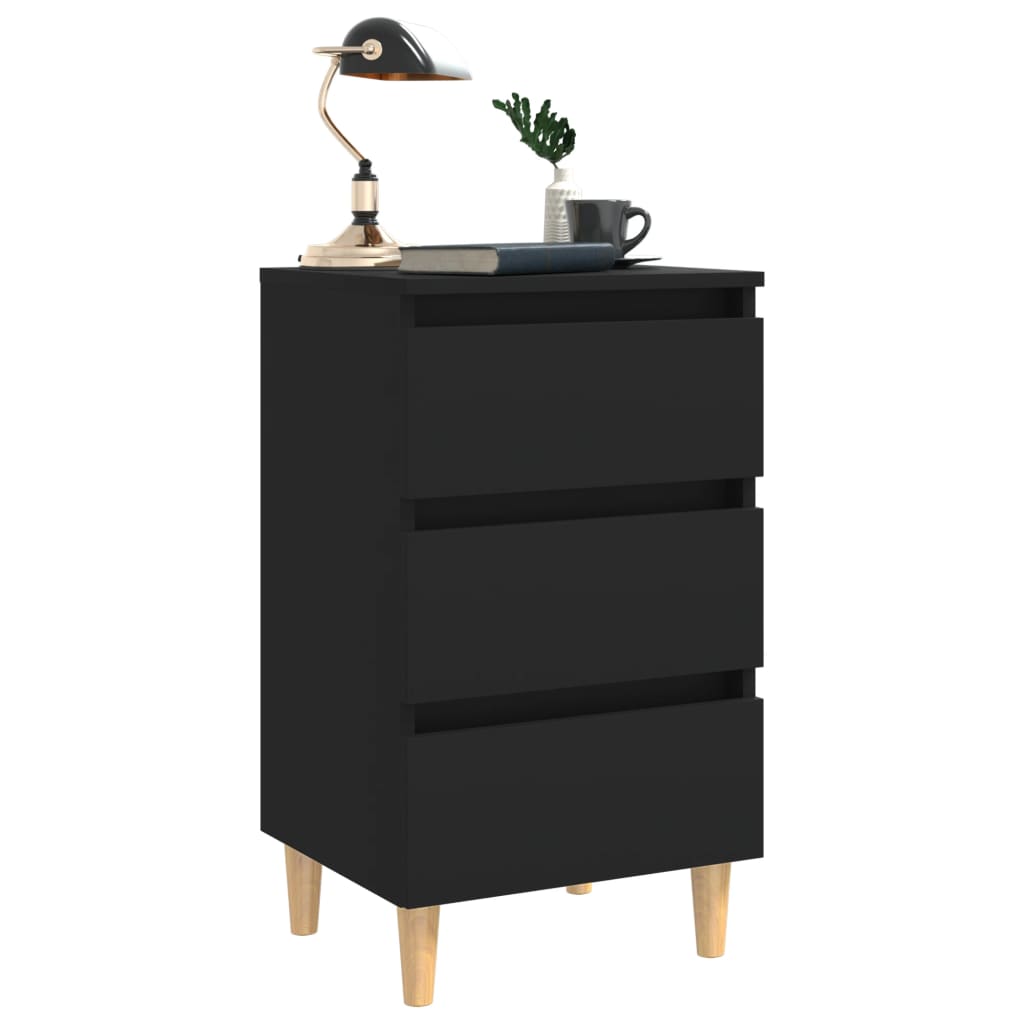 vidaXL Noptiere cu picioare lemn masiv, 2 buc., negru, 40x35x69 cm vidaXL Noptiere cu picioare lemn masiv, 2 buc., negru, 40x35x69 cm