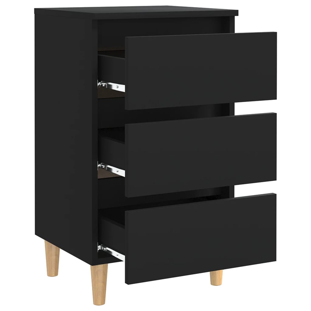 vidaXL Noptiere cu picioare lemn masiv, 2 buc., negru, 40x35x69 cm vidaXL Noptiere cu picioare lemn masiv, 2 buc., negru, 40x35x69 cm
