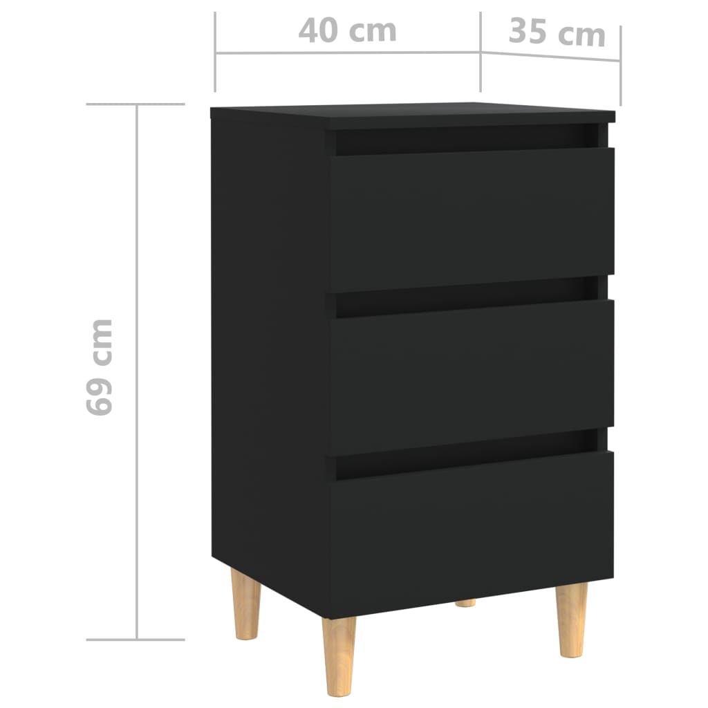 vidaXL Noptiere cu picioare lemn masiv, 2 buc., negru, 40x35x69 cm vidaXL Noptiere cu picioare lemn masiv, 2 buc., negru, 40x35x69 cm