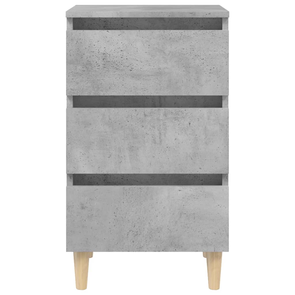 vidaXL Noptieră cu picioare lemn masiv, gri beton, 40x35x69 cm