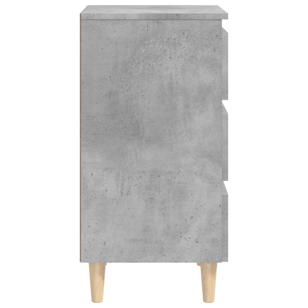 vidaXL Noptieră cu picioare lemn masiv, gri beton, 40x35x69 cm