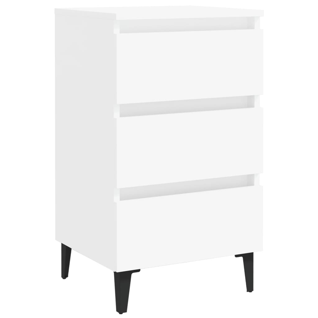 vidaXL Noptieră cu picioare metalice, alb, 40x35x69cm