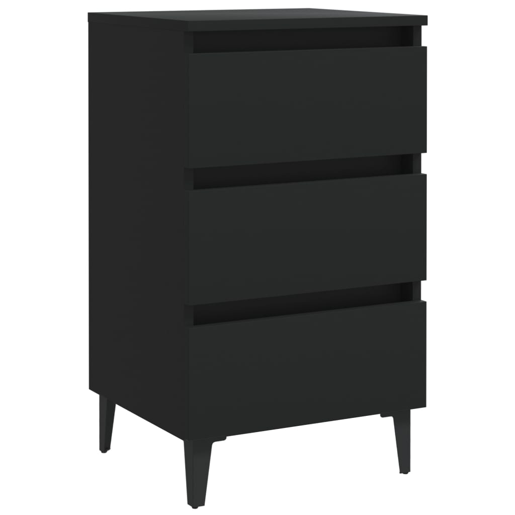 vidaXL Noptieră cu picioare metalice, negru, 40x35x69 cm