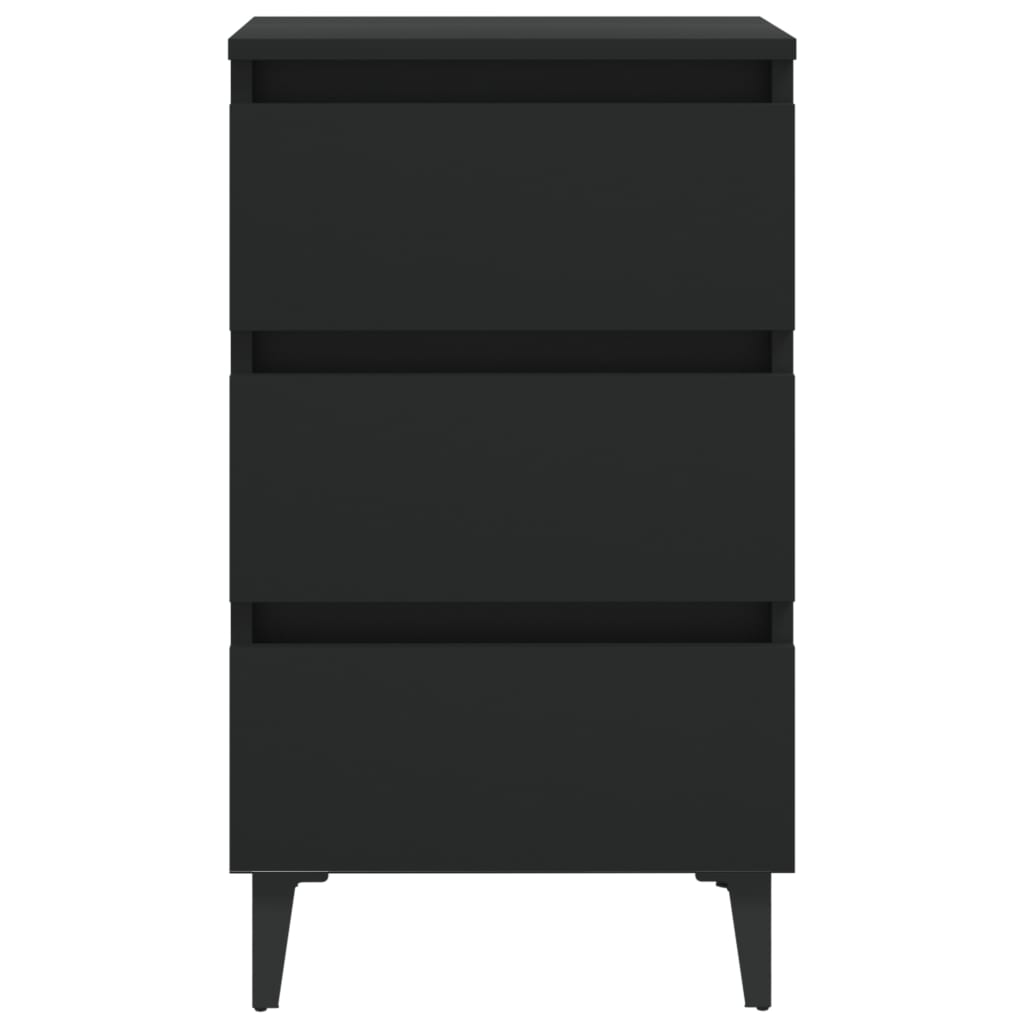 vidaXL Noptieră cu picioare metalice, negru, 40x35x69 cm