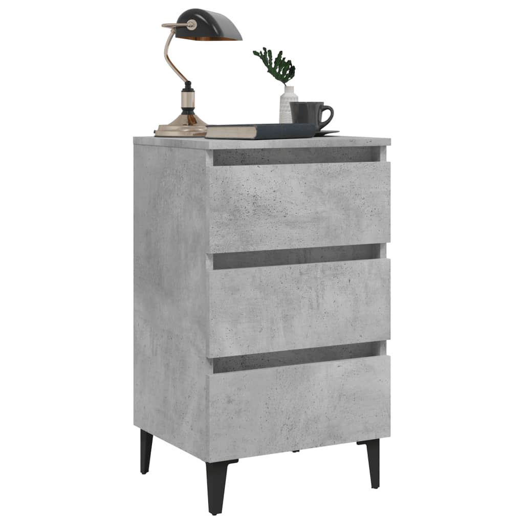 vidaXL Noptieră cu picioare metalice, gri beton, 40x35x69 cm