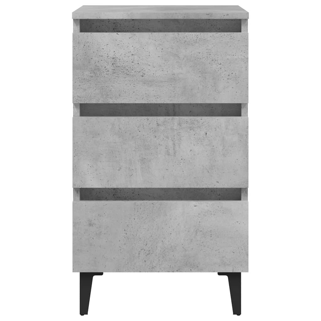 vidaXL Noptieră cu picioare metalice, gri beton, 40x35x69 cm