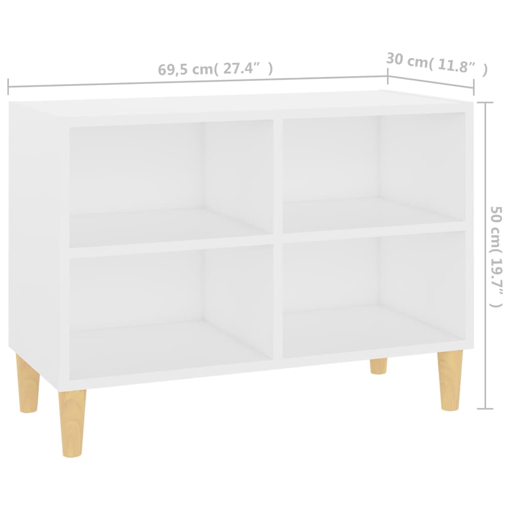 vidaXL Comodă TV, picioare lemn masiv, alb, 69,5x30x50 cm vidaXL Comodă TV, picioare lemn masiv, alb, 69,5x30x50 cm