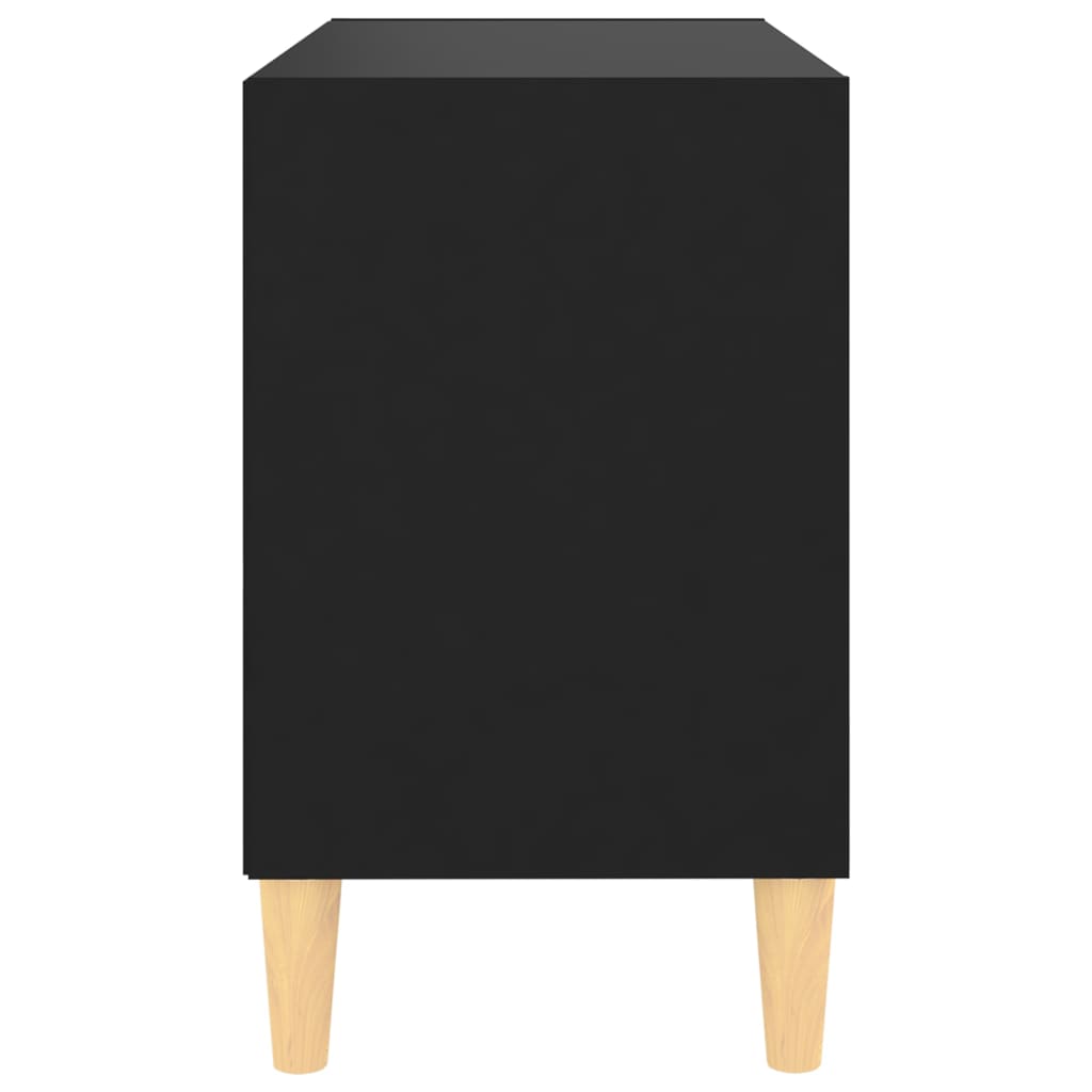 vidaXL Comodă TV, picioare lemn masiv, negru, 69,5x30x50 cm vidaXL Comodă TV, picioare lemn masiv, negru, 69,5x30x50 cm