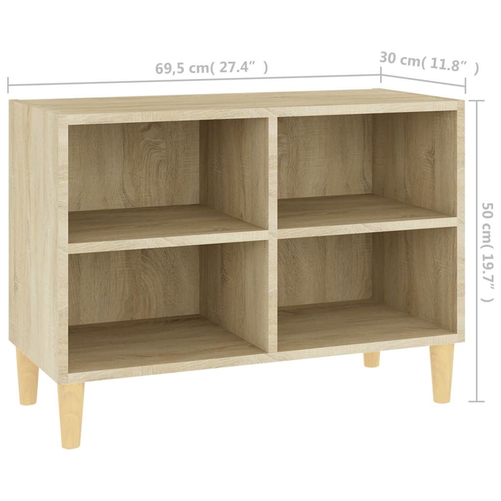 vidaXL Comodă TV, picioare lemn masiv, stejar sonoma, 69,5x30x50 cm vidaXL Comodă TV, picioare lemn masiv, stejar sonoma, 69,5x30x50 cm