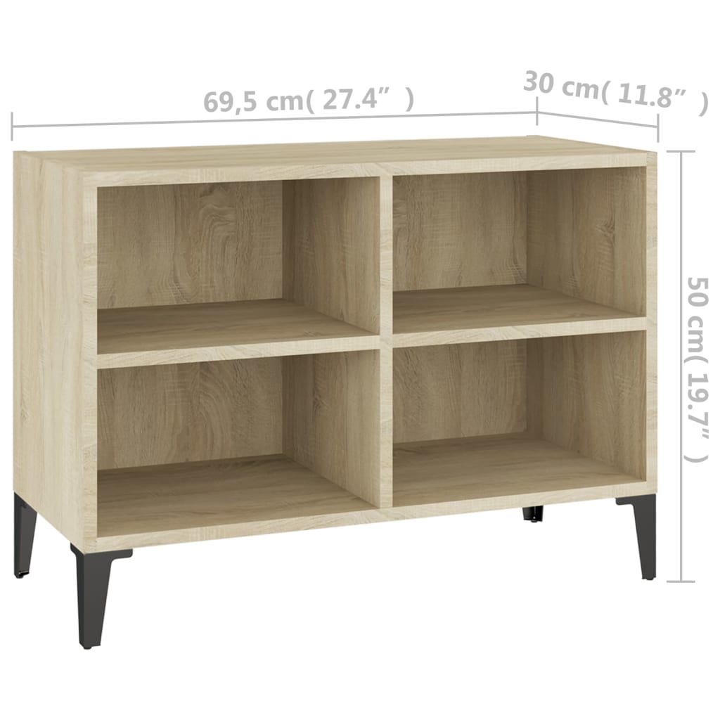 vidaXL Comodă TV cu picioare de metal, stejar sonoma, 69,5x30x50 cm