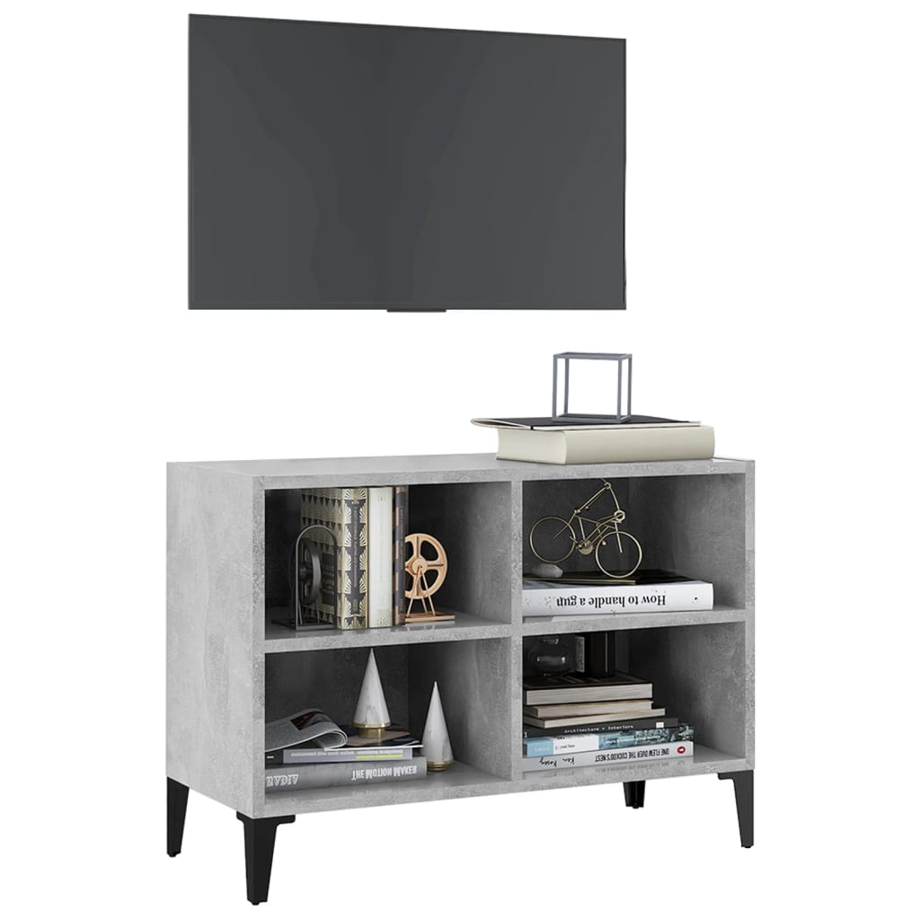 vidaXL Comodă TV cu picioare metalice, gri beton, 69,5x30x50 cm