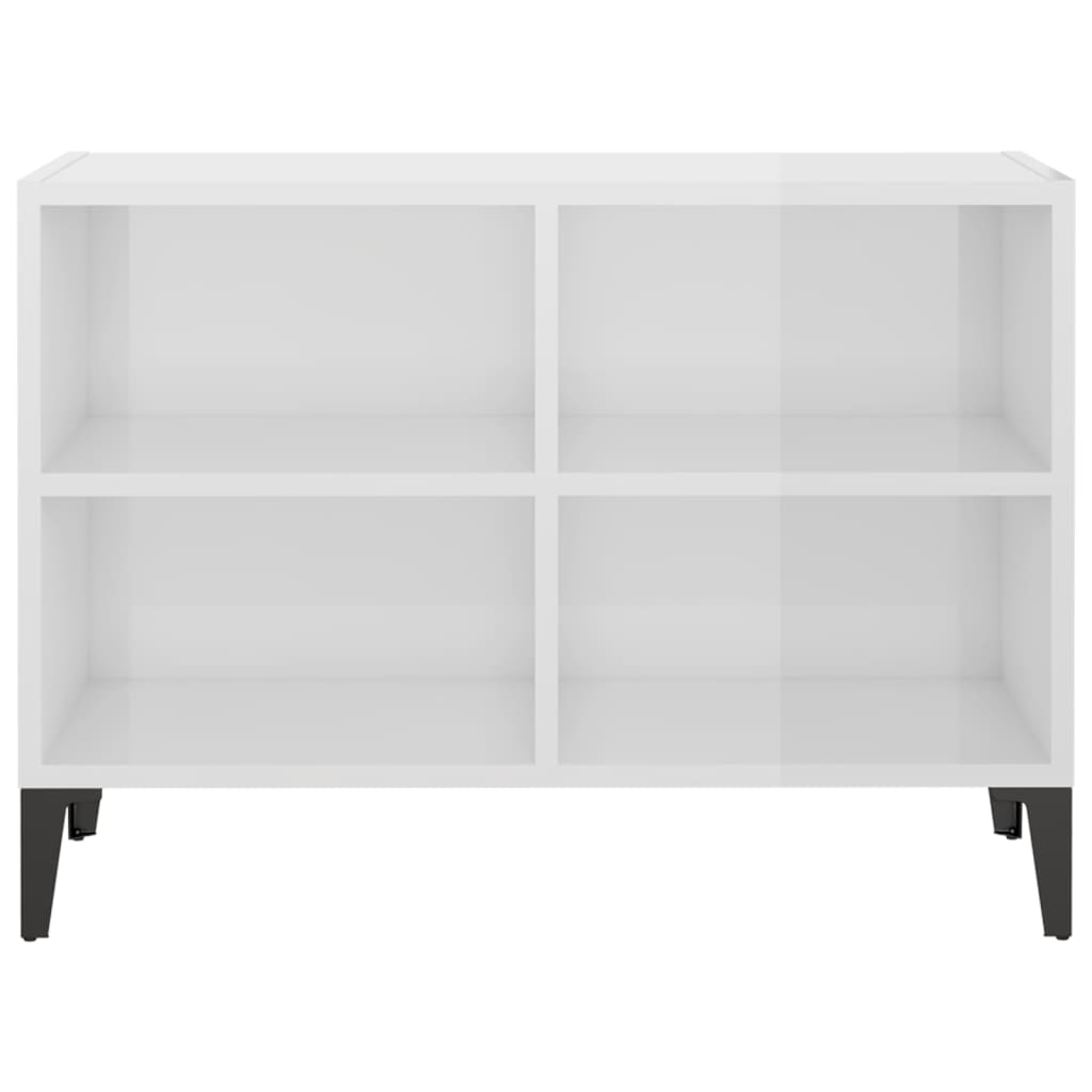 vidaXL Comodă TV cu picioare metalice, alb extralucios, 69,5x30x50 cm