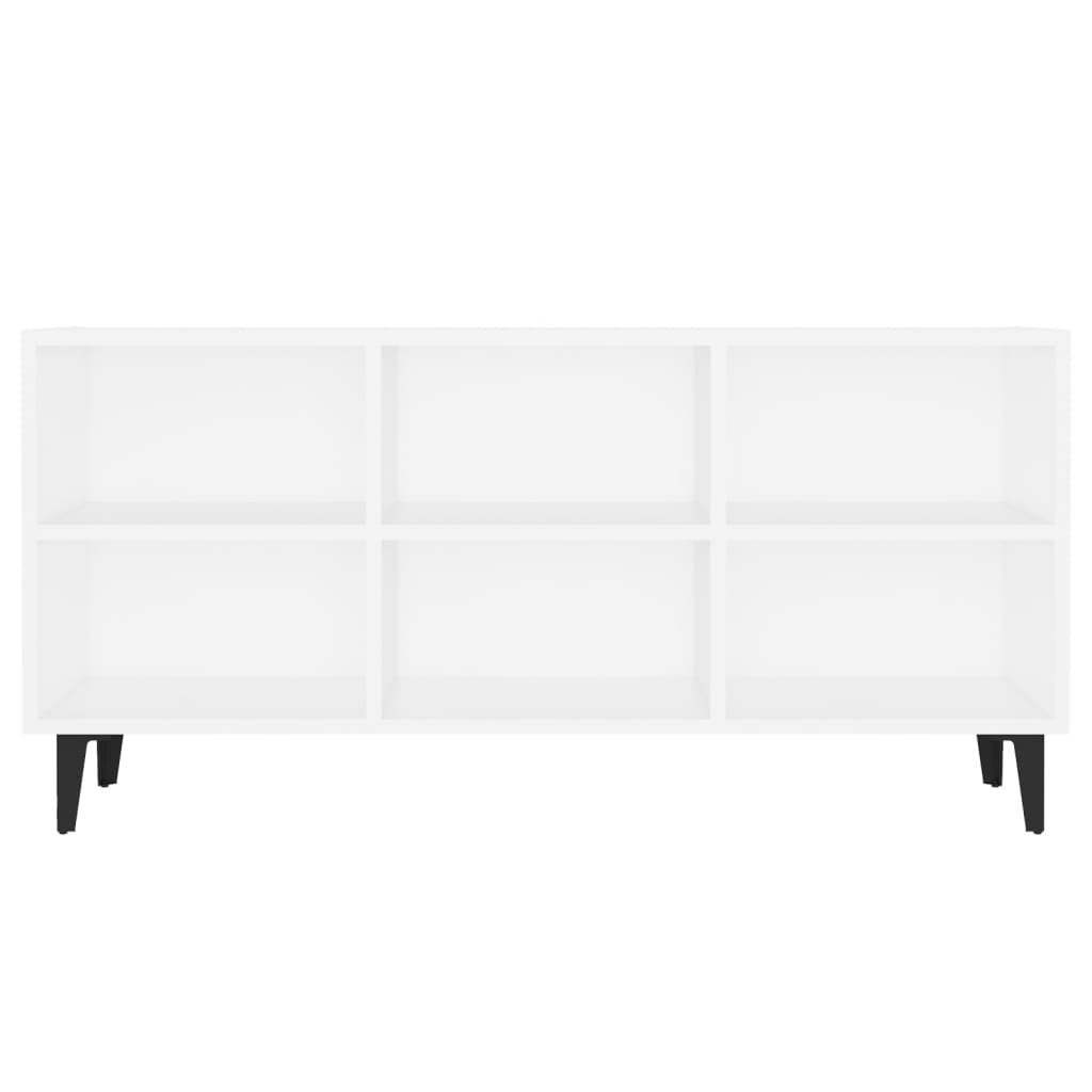 vidaXL Comodă TV cu picioare metalice, alb, 103,5x30x50 cm