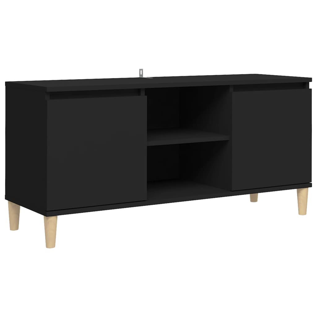vidaXL Comodă TV, picioare lemn masiv, negru, 103,5x35x50 cm vidaXL Comodă TV, picioare lemn masiv, negru, 103,5x35x50 cm
