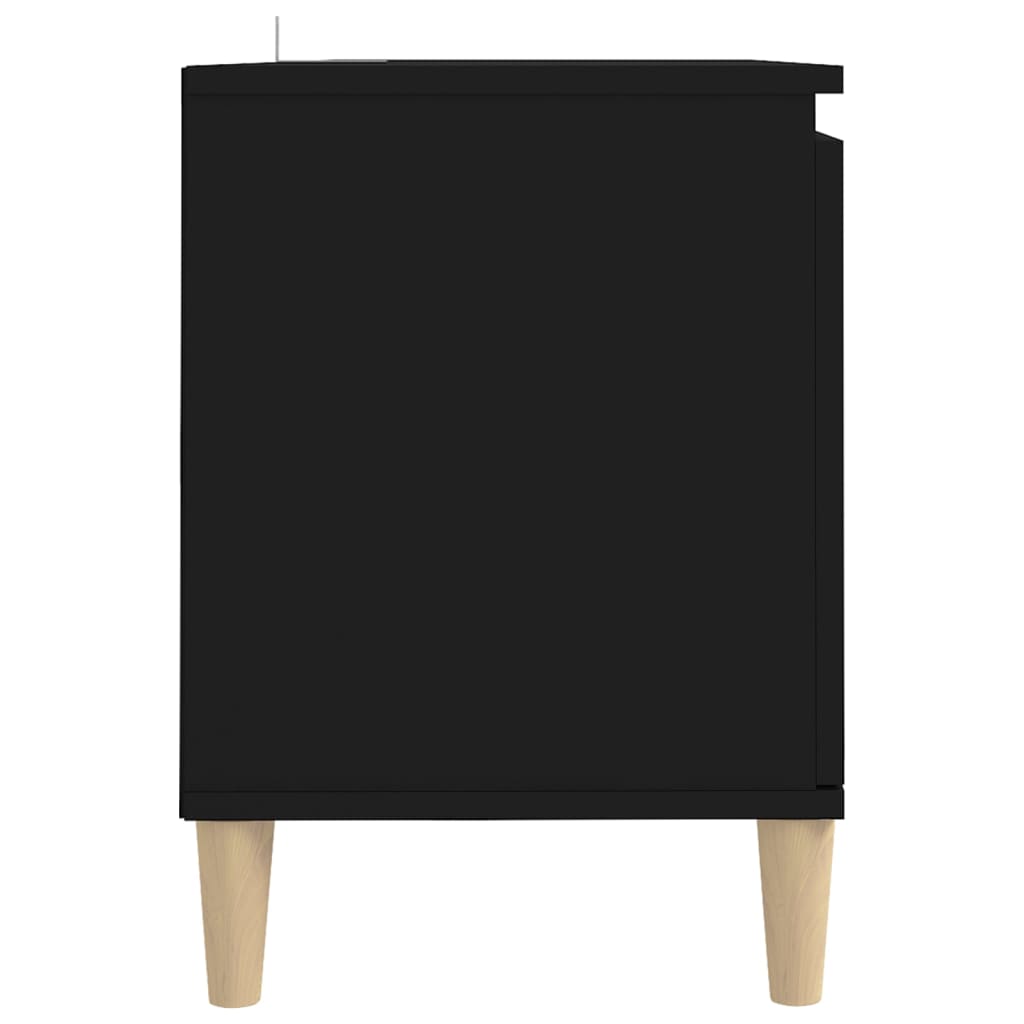 vidaXL Comodă TV, picioare lemn masiv, negru, 103,5x35x50 cm vidaXL Comodă TV, picioare lemn masiv, negru, 103,5x35x50 cm