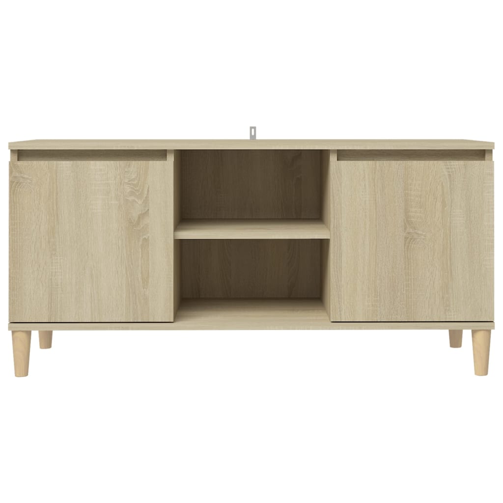 vidaXL Comodă TV, picioare lemn masiv, stejar sonoma, 103,5x35x50 cm vidaXL Comodă TV, picioare lemn masiv, stejar sonoma, 103,5x35x50 cm