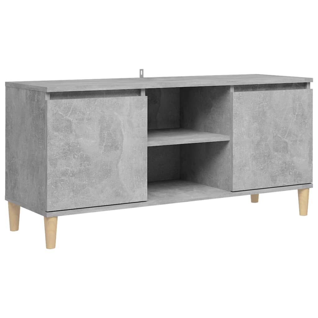 vidaXL Comodă TV, picioare lemn masiv, gri beton, 103,5x35x50 cm vidaXL Comodă TV, picioare lemn masiv, gri beton, 103,5x35x50 cm