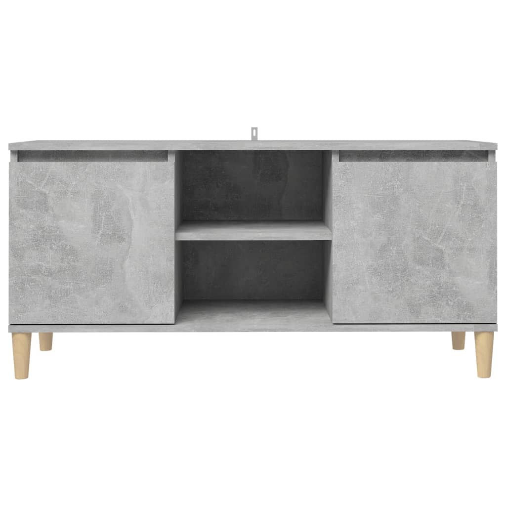 vidaXL Comodă TV, picioare lemn masiv, gri beton, 103,5x35x50 cm vidaXL Comodă TV, picioare lemn masiv, gri beton, 103,5x35x50 cm