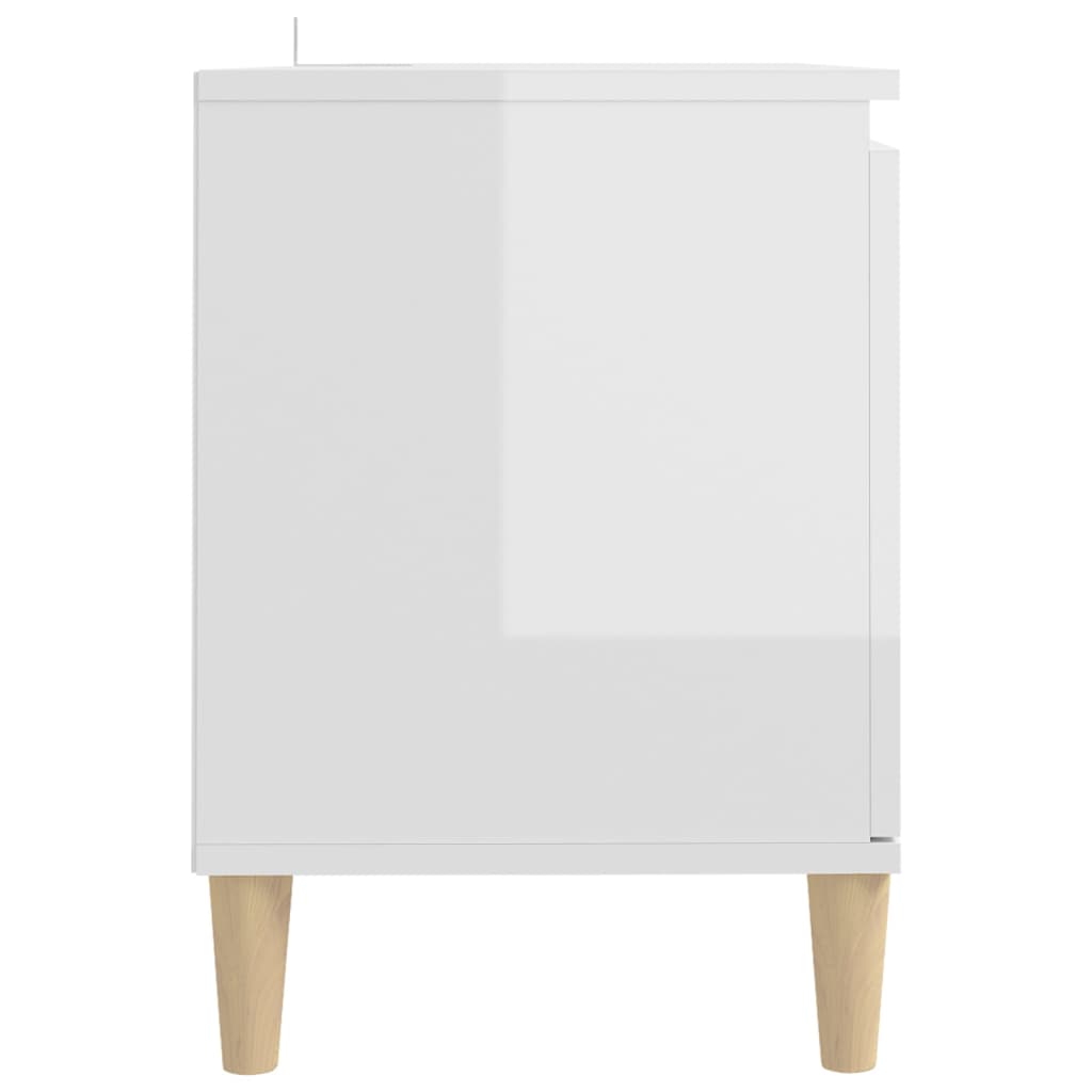 vidaXL Comodă TV & picioare lemn masiv alb extralucios 103,5x35x50 cm vidaXL Comodă TV & picioare lemn masiv alb extralucios 103,5x35x50 cm