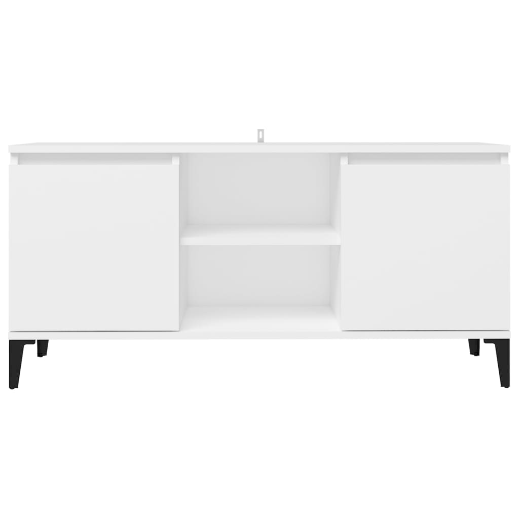 vidaXL Comodă TV cu picioare metalice, alb, 103,5x35x50 cm