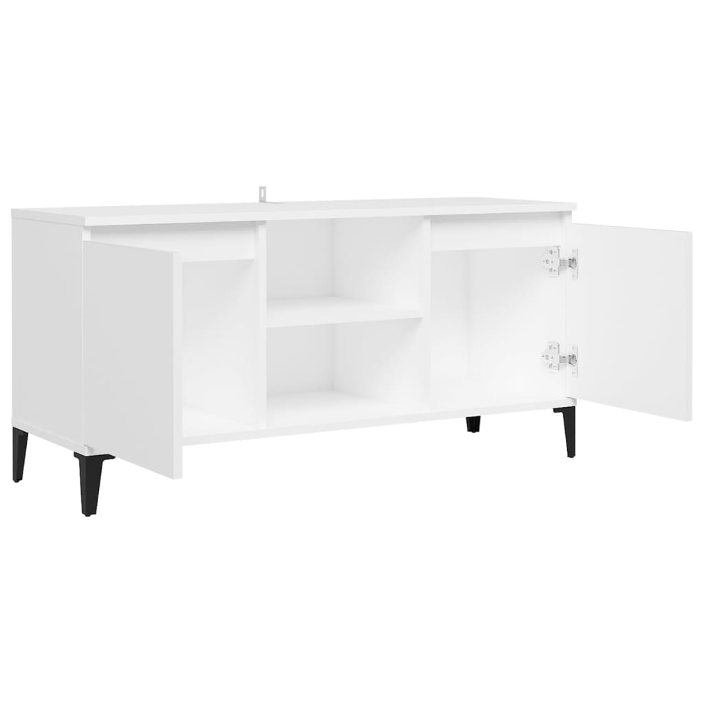 vidaXL Comodă TV cu picioare metalice, alb, 103,5x35x50 cm