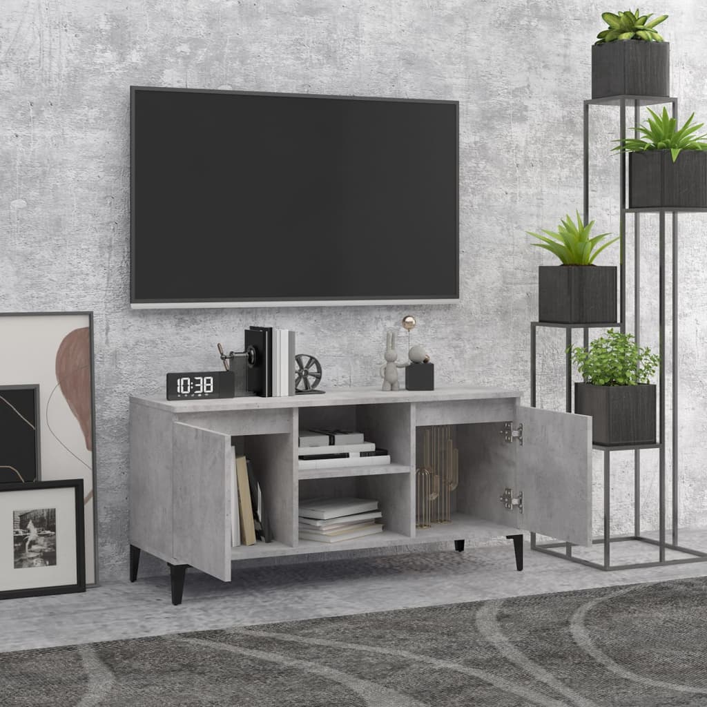 vidaXL Comodă TV cu picioare metalice, gri, 103,5x35x50 cm