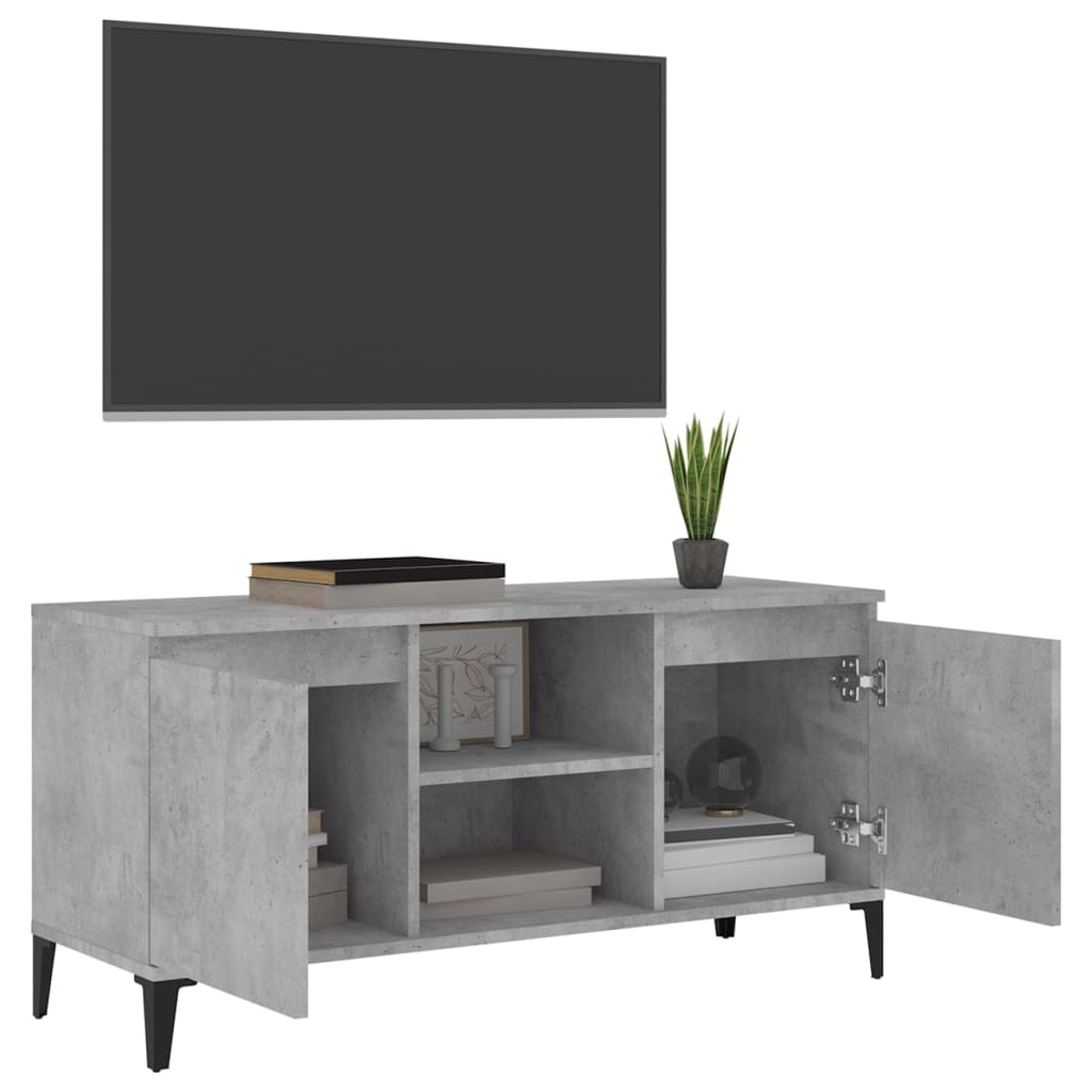 vidaXL Comodă TV cu picioare metalice, gri, 103,5x35x50 cm