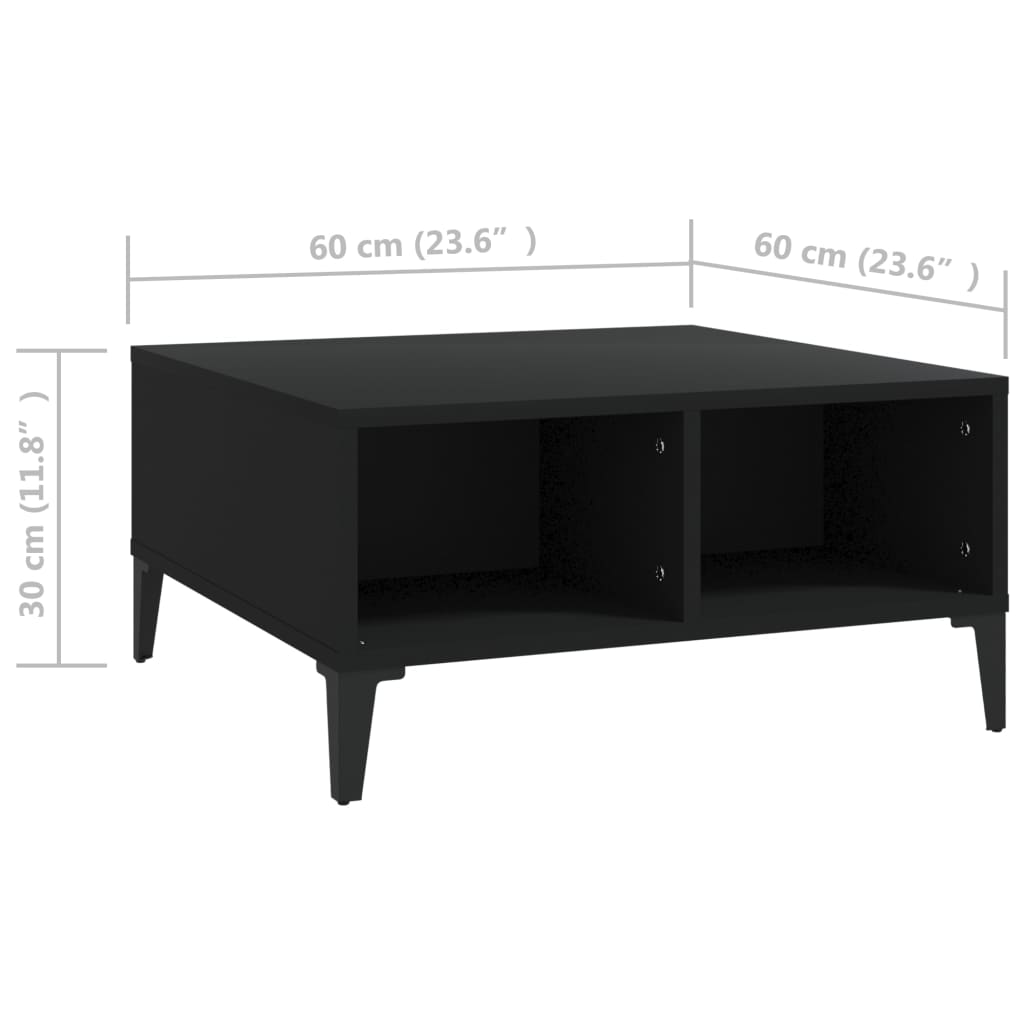 vidaXL Masă de cafea, negru, 60x60x30 cm, lemn prelucrat