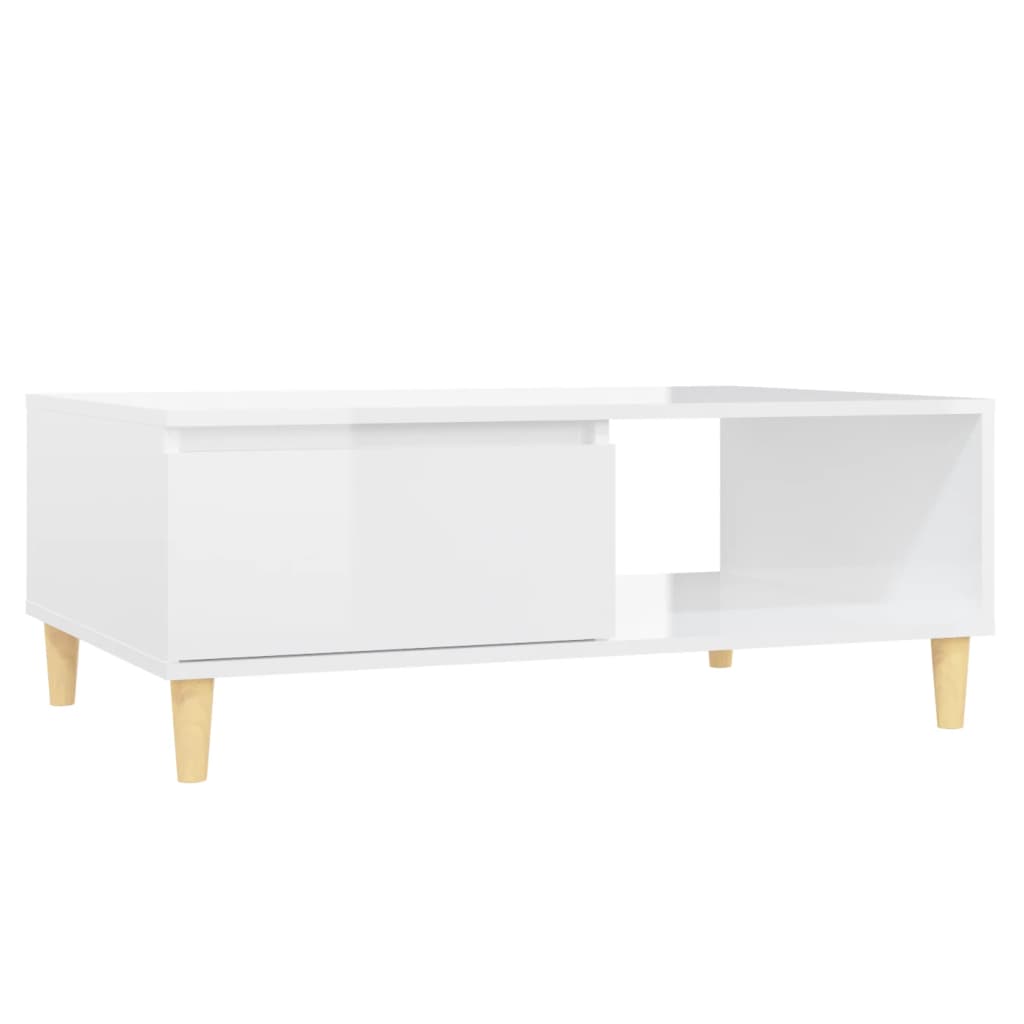 vidaXL Masă de cafea, alb extralucios, 90x60x35 cm, lemn prelucrat vidaXL Masă de cafea, alb extralucios, 90x60x35 cm, lemn prelucrat