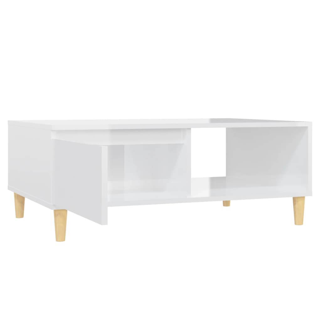 vidaXL Masă de cafea, alb extralucios, 90x60x35 cm, lemn prelucrat vidaXL Masă de cafea, alb extralucios, 90x60x35 cm, lemn prelucrat