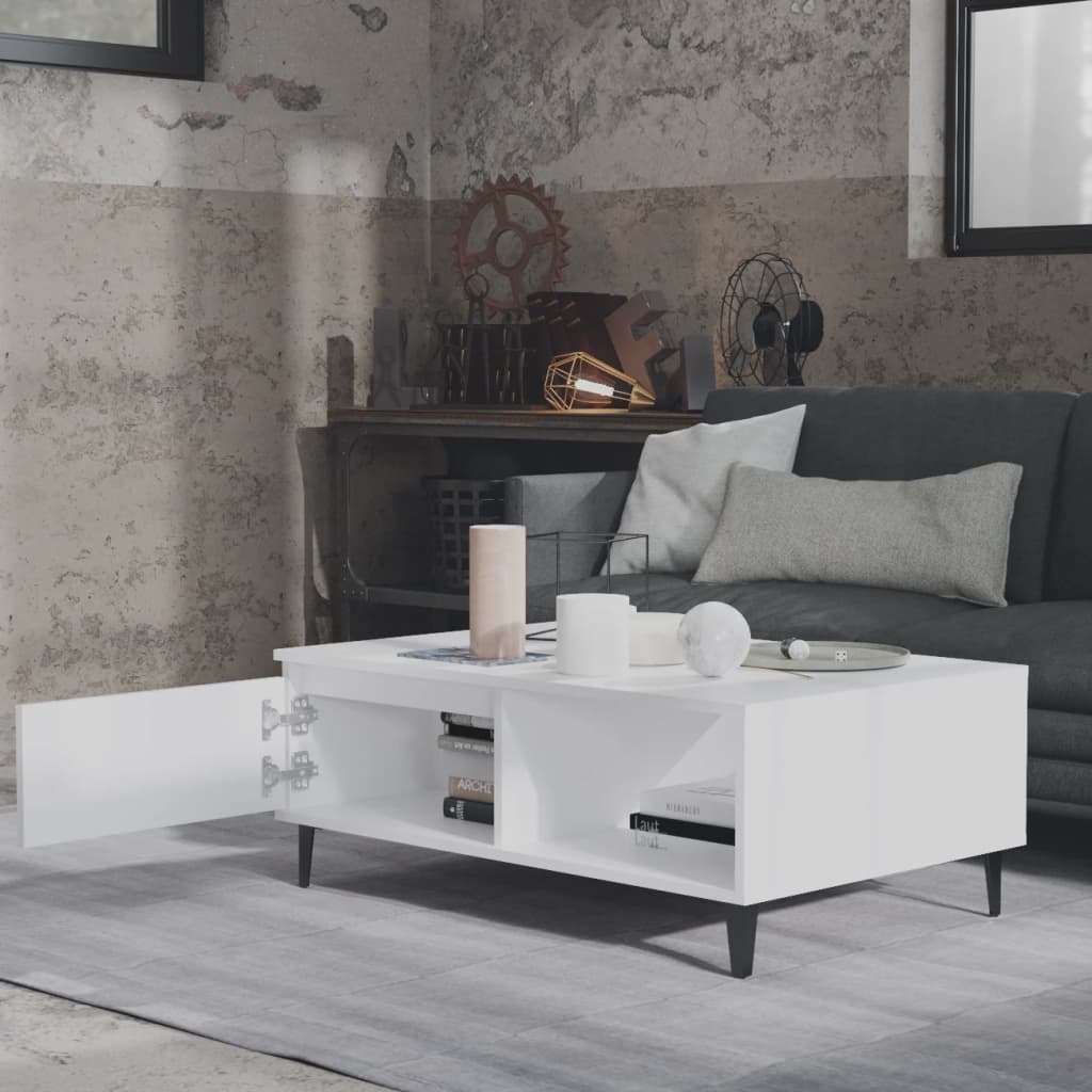 vidaXL Masă de cafea, alb, 90x60x35 cm, lemn prelucrat