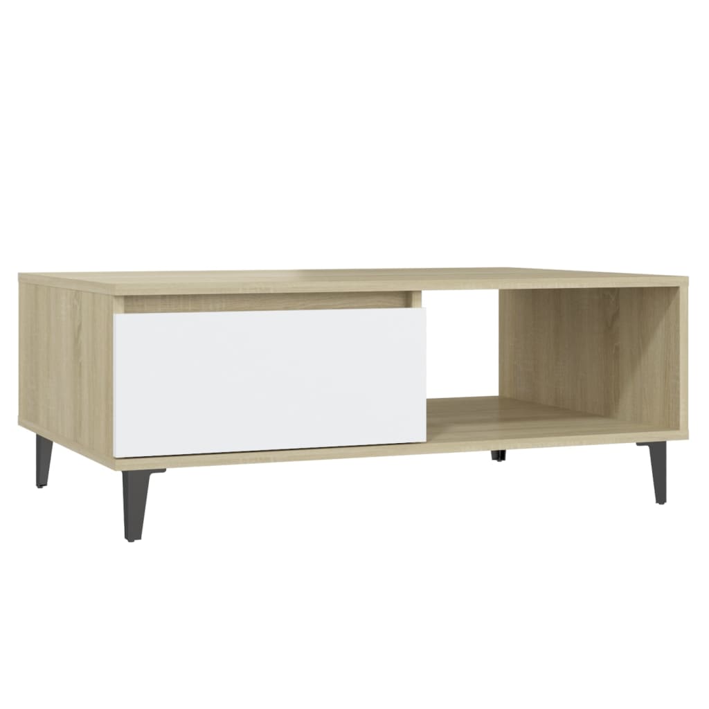 vidaXL Măsuță de cafea alb și stejar Sonoma 90x60x35 cm lemn prelucrat vidaXL Măsuță de cafea alb și stejar Sonoma 90x60x35 cm lemn prelucrat