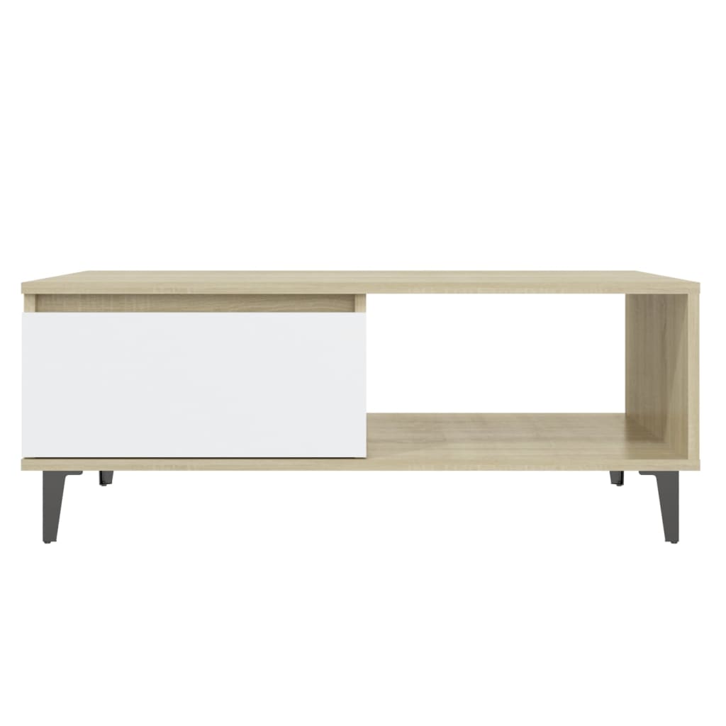 vidaXL Măsuță de cafea alb și stejar Sonoma 90x60x35 cm lemn prelucrat vidaXL Măsuță de cafea alb și stejar Sonoma 90x60x35 cm lemn prelucrat