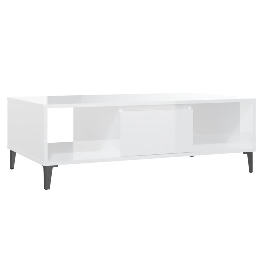 vidaXL Măsuță de cafea, alb extralucios, 103,5x60x35cm, lemn prelucrat vidaXL Măsuță de cafea, alb extralucios, 103,5x60x35cm, lemn prelucrat