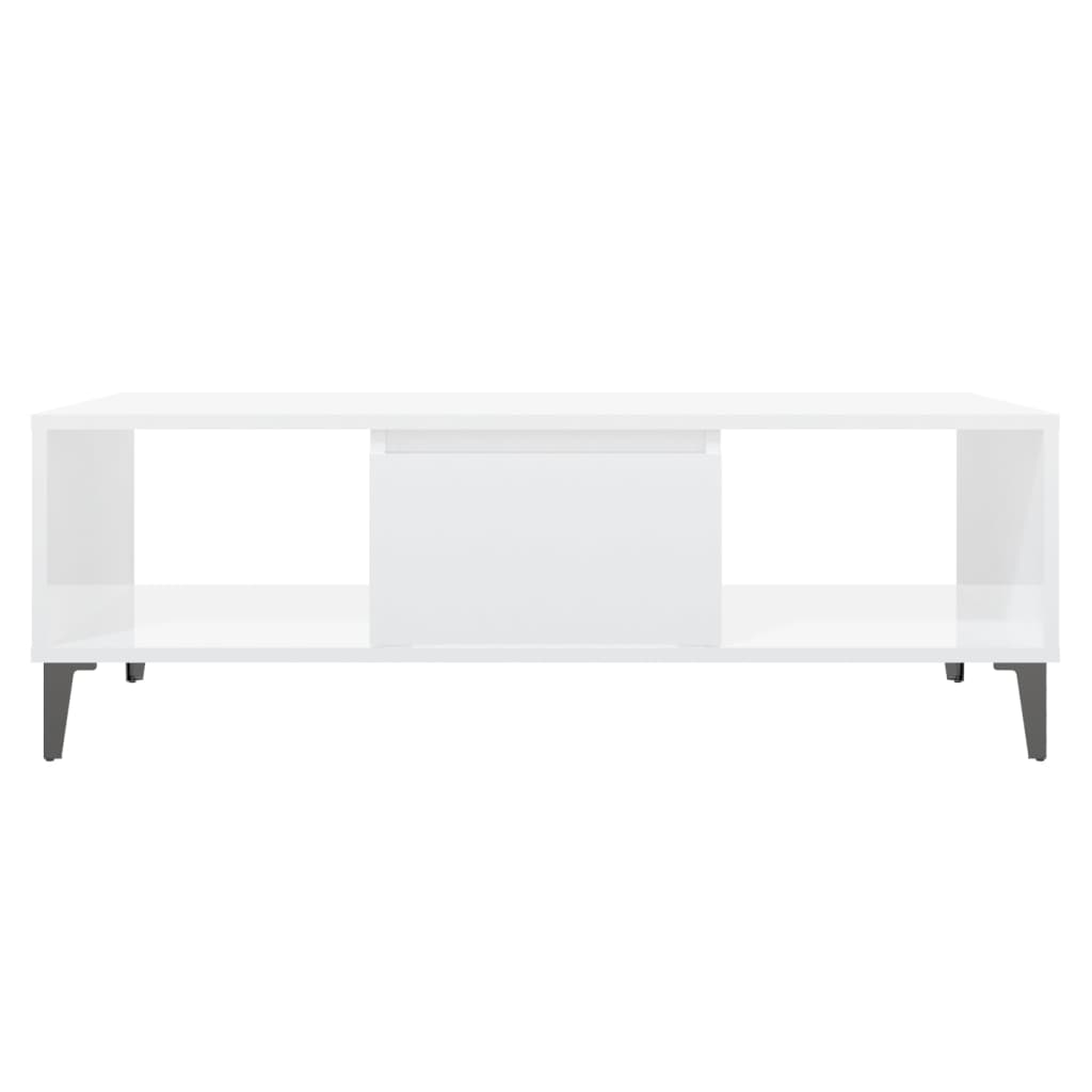 vidaXL Măsuță de cafea, alb extralucios, 103,5x60x35cm, lemn prelucrat vidaXL Măsuță de cafea, alb extralucios, 103,5x60x35cm, lemn prelucrat